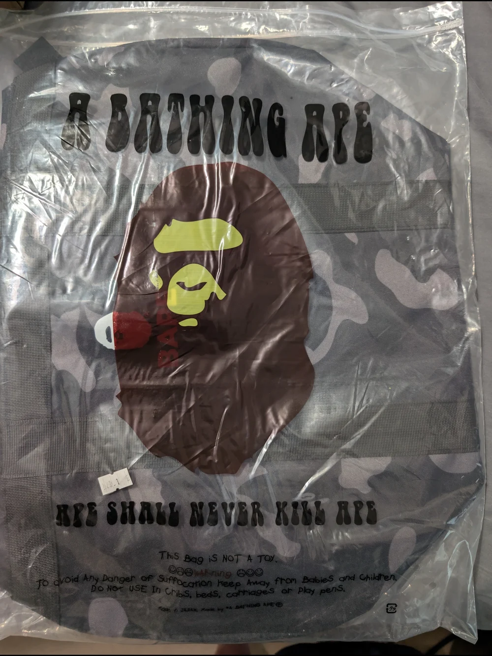 BAPE Men's Black Camo Tote Bag with Adjustable Strap